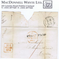 Ireland Military Laois Uniform Penny Post 1845 Cover To EIC In London With Portarlington Unframed POST PAID - Prephilately
