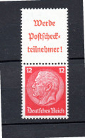 Germany 1939 Hindenburg Combination Stamp (Michel S 302) MNH - Libretti & Se-tenant