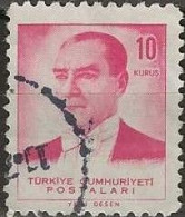 TURKEY 1961 Kemal Ataturk - 10k. - Mauve FU - Usados