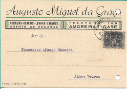 Portugal , 1954 ,  AUGUSTO MIGUEL DA GRAÇA , Amoreiras Gare , Alentejo , Commercial Mail , Ambulância Sul II Postmark - Portugal