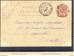 FRANCE CP RICHEMENT DECOREE A LA MAIN AVEC CACHET A DATE DE GARE DE MIRAMAS DU 14/08/1903 - Standard Postcards & Stamped On Demand (before 1995)