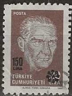 TURKEY 1989 Kemal Ataturk Surcharged - 150l. On 20l. - Brown And Lilac FU - Used Stamps