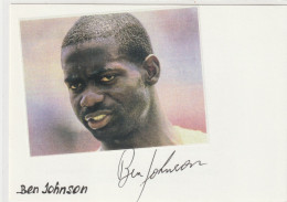 Autographe - Sur Bristol 105x150 - BEN JOHNSON - Athlétisme - Canada - Jeux Olympiques - Authentique - Parfait état - Sportspeople