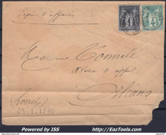 FRANCE PAPIER D'AFFAIRES AVEC SAGE N°63+83 CAD DU 29/01/1880 POUR ORLEANS A VOIR - 1876-1878 Sage (Typ I)