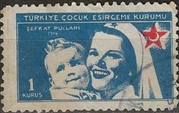 TURKEY 1956 Child Welfare - 1k - Nurse And Baby FU - Sellos De Beneficiencia