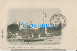 216092 PARAGUAY ASUNCION PLAZA LIBERTAD & CATEDRAL BREAK POSTAL POSTCARD - Paraguay