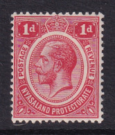 Nyasaland: 1913/21   KGV     SG86    1d   Scarlet   MH - Nyassaland (1907-1953)