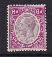 Nyasaland: 1913/21   KGV     SG92a    6d   Dull & Bright Violet   MH - Nyasaland (1907-1953)