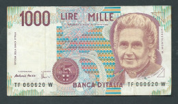 Italie - Italia Billet De 1000 Lire - 3 Octobre 1990 - M. Montessori  -  T F 060620 W  LAURA 12208 - 1000 Liras
