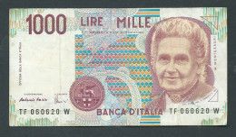 Italie - Italia Billet De 1000 Lire - 3 Octobre 1990 - M. Montessori  -  T F 060620 W  LAURA 12208 - 1.000 Lire