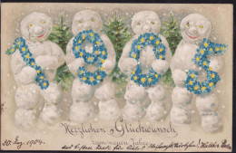 Gest. Neujahr Schneemann 1905 Halt Gegen Licht-AK - Sonstige & Ohne Zuordnung