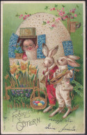 Gest. Ostern Hasen Prägekarte 1906 - Easter