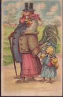 Gest. Ostern Huhn Küken Vermenschlicht, Prägekarte 1904 - Pâques