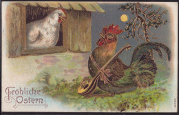 Gest. Ostern Hühnert, Prägekarte 1910 - Pascua