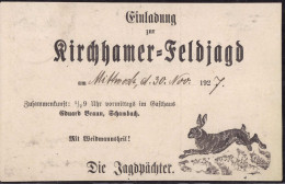 Gest. Einladung Zur Hagd Schmabach 1927, Briefmarke Entfernt - Hunting