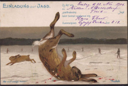 Gest. Einladung Zur Jagd 1906 Zwickau Sign. Mailick - Chasse