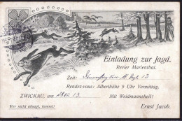 Gest. Einladung Zur Jagd 1913 Zwickau - Chasse