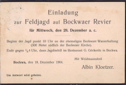 Gest. Einladung Zur Jagd 1904 Bockwa - Hunting