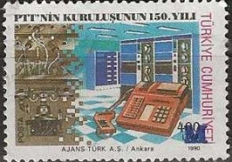 TURKEY 1996 Manual And Digital Telephone Surcharged -  M (15000l.) On 400l. - Multicoloured FU - Gebraucht