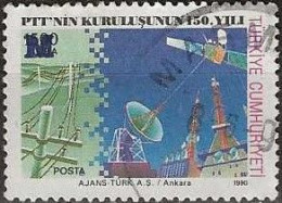 TURKEY 1996 Telegraph Wires, Dish, Aerial And Satellite Surcharged -  M (15000l.) On 1500l. - Multicoloured FU - Oblitérés