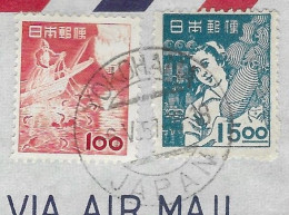 JAPON LETTRE DE YOKOHAMA POUR  DEN HAAG PAYS BAS DE 1957 - AFFRANCHISSEMENT PECHEUR ET FILEUSE, VOIR LES SCANNERS - Covers & Documents