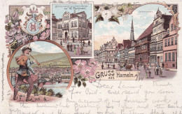 Gruss Aus Hameln Litho Color  Rosenblatt  Restauration Zum Rattenfanger Von W. Flechtmann . P. Used 1900 - Hameln (Pyrmont)