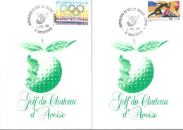 2 Cartes Inauguration Du Golf Du Chatrau D'Avoise 71 Montchanin Le 4 Juillet 1992 - Briefmarkenmessen