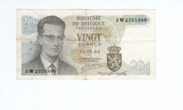 Billet Royaume De Belgique Vingt Francs 20 Francs Usagé 1964 - Other & Unclassified