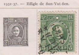 CHINE  1931-37 Effigie De Sun-Yat-Sen    Oblitéré  Sur  Morceaux  De Feuille  Avec Charnière  Détaché   D'album - Yunnan 1927-34