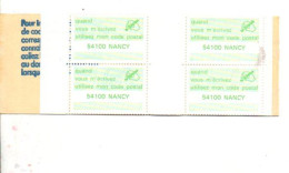 CARNET CODE POSTAL - 54100 NANCY VERT - Blocks & Sheetlets & Booklets