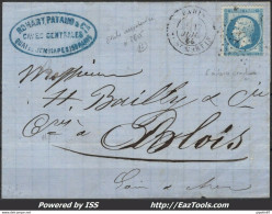 FRANCE N°22 SUR LETTRE ETOILE 5 VARIÉTÉ 5 A BARRE CROCHUE REF POTHION 3655 - 1862 Napoléon III