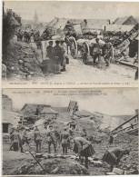 NESLE - SOMME - 2 CARTES 1914-18-ARRIVE DES ANGLAIS -IRLANDAIS REPARANT UNE ROUTE  DYNAMITEE - Nesle