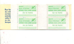 CARNET CODE POSTAL - 75116 PARIS VERT - Bmoques & Cuadernillos