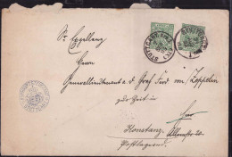 Briefumschlag Adressiert An Den Generalleutnant A.d. Graf Ferd. Von Zeppelin Z.Zt. In Konstanz, Absender Hauptsteueramt  - Otros & Sin Clasificación