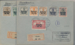 Gest., Brief 2 Stck. Sammler R-Brief Ober-Ost Mit 1-12 MIF - Besetzungen 1914-18