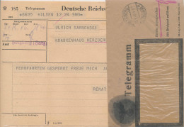 DDR Telgramm Aus Herzberg Nach Hilden Unter Verwendung Eines Geschwärzten Tellegrammumschlages III. Reich 25.9.1946 - Private & Local Mails