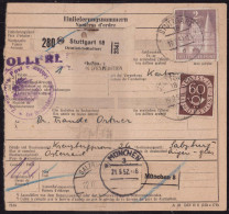 Gest. BRD Paketkarte Mit No. 89 MIF Stuttgart Auslandsschalter - Otros & Sin Clasificación