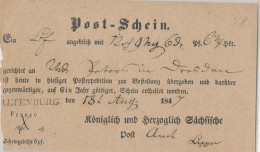 Gest. Postschein Altenburg 1847 - Other & Unclassified