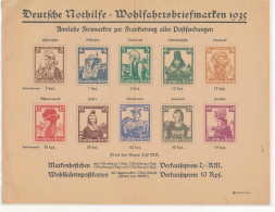 Wohlfahrtsmarken-Ankündigungsblatt 1935, Senkrechter Knick - Sonstige & Ohne Zuordnung