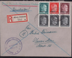 Gest. R-Brief Deutsche Dienstpost Ostland 1944 Ostland-Öl Vertriebsgesellschaft Nach Dessau - Otros & Sin Clasificación