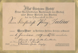 Einladungsbefehl Des Fürstlichen Paares Zu Detmold An Den Prinzen Julius Zur Lippe Uim Gala-Dinner 1909 Mit Orig Briefum - Zonder Classificatie