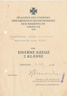 Verleihungsurkunde EK 2. Klasse WK II, Dresden 1943 - Ohne Zuordnung