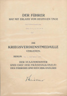 Verleihungsurkunde Kriegsverdienstmedaille Berlin 1944 - Ohne Zuordnung