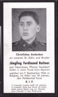 Sterbebild SS Sturmmann Jüngling Ferdinand Roitner RIP - Non Classés