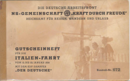DAF KdF Gutscheinheft Für Italienfahrt Mit Dampfer "Der Deutsche 1938 - Zonder Classificatie