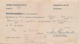 Jungmädel Anmeldeschein Hof In Bayern 1936 - Unclassified