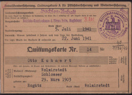 Quittungskarte Betriebskrankenkasse Magdeburg Firma Polte In Sachsen-Anhalt 1941 Mit Beitragsmarken - Non Classés