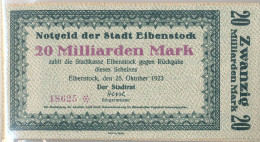 Eibenstock, Konvolut Von 10 Stck. 23er Notgeld, Dabei 3x 20 Milliarden 25.10.23, 1x 10 Milliarden 25.10.23, 6 Scheine Oh - Sonstige & Ohne Zuordnung