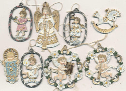 8 Stck. Zinn Weihnachtsbaumschmuck 1982-1985, Dekorativ Bemalt - Andere & Zonder Classificatie