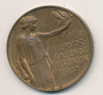 Medaille Für Hervorragende Leistungen Im Brieftaubensport, Verband Deutscher Brieftaubenzüchter EV. 1932 Br. D 38mm - Other & Unclassified